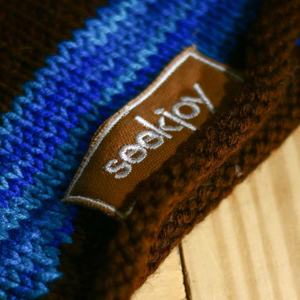 Adult Crochet Hat - Blue/Brown Slouchy