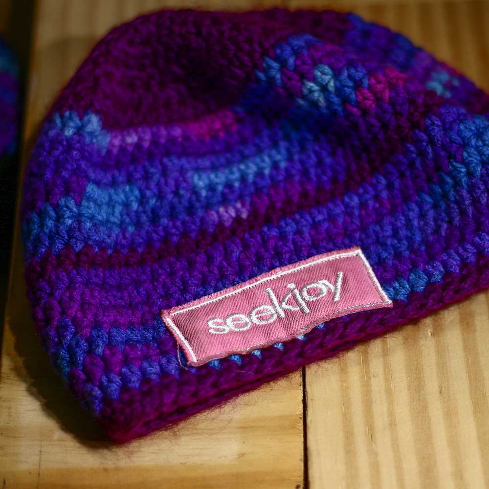 Youth Crochet Hat - Purple / Blue Blend
