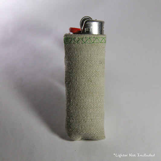 Upcycled Lighter Sleeve - Green on White