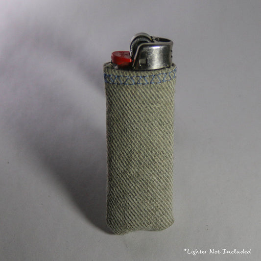Upcycled Lighter Sleeve - Light Blue on White