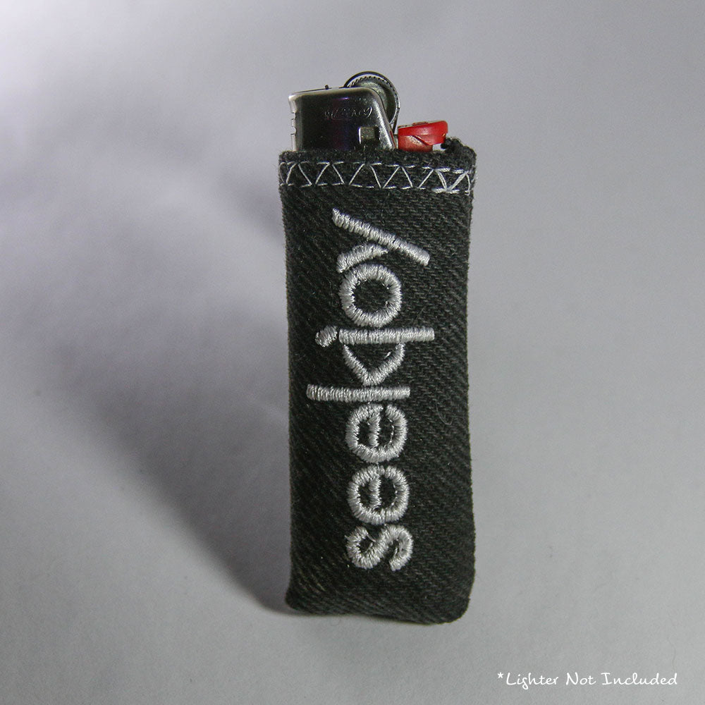 Upcycled Lighter Sleeve - White on Black