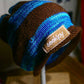 Adult Crochet Hat - Blue/Brown Slouchy