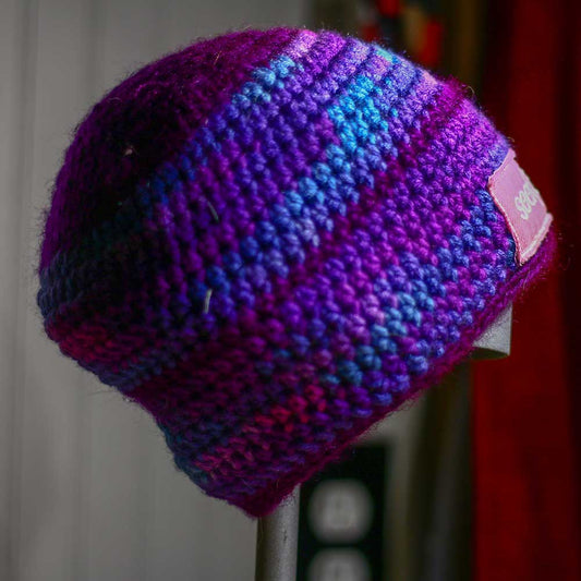 Youth Crochet Hat - Purple / Blue Blend