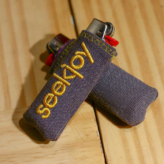 Upcycled Lighter Sleeve - Yellow on Grey Duck