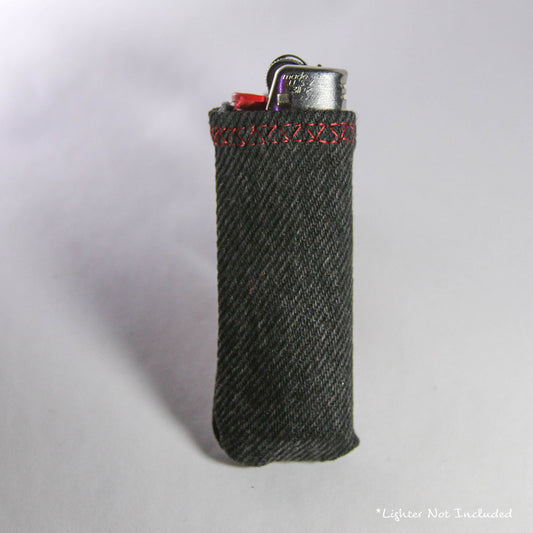 Upcycled Lighter Sleeve - Red on Black