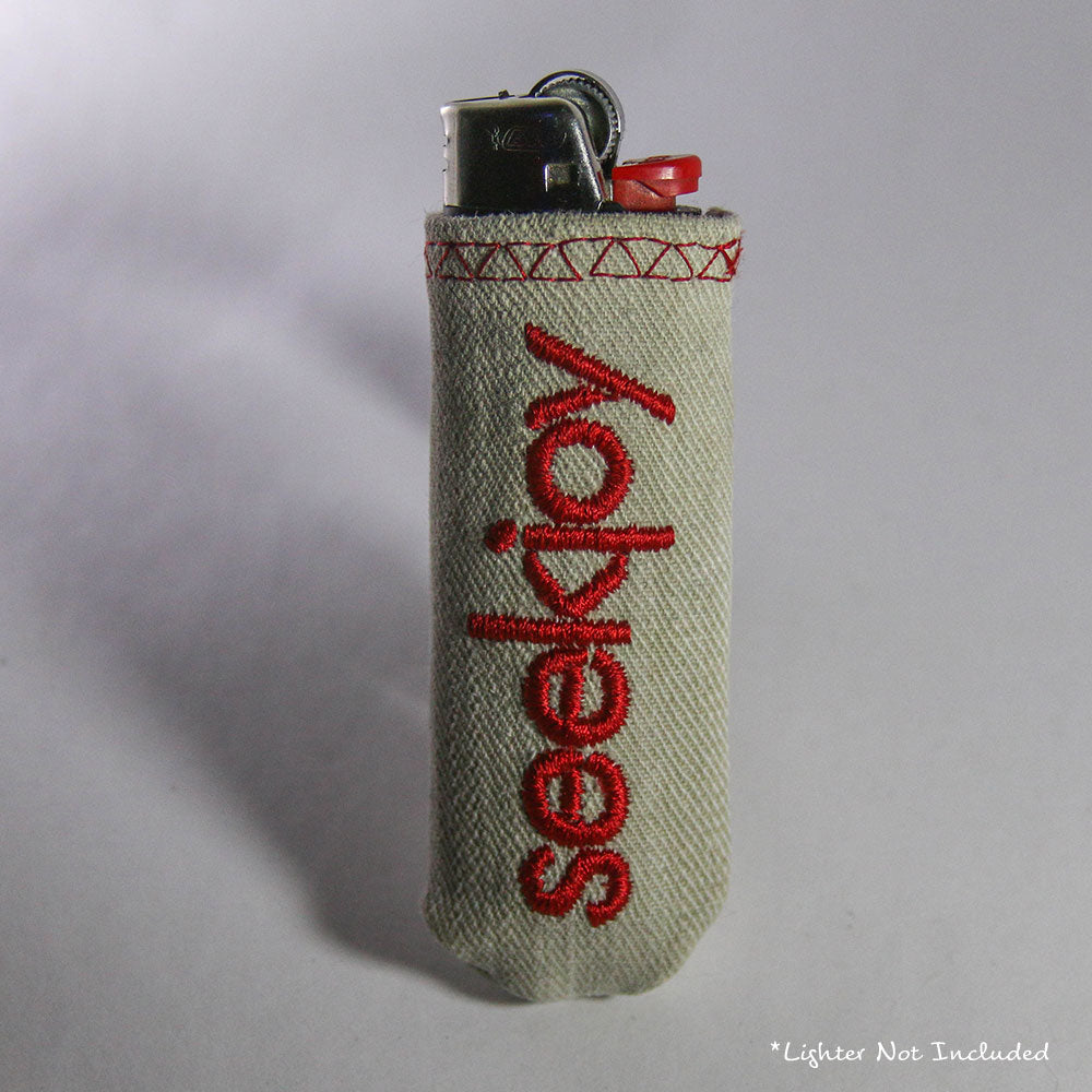 Upcycled Lighter Sleeve - Red on White