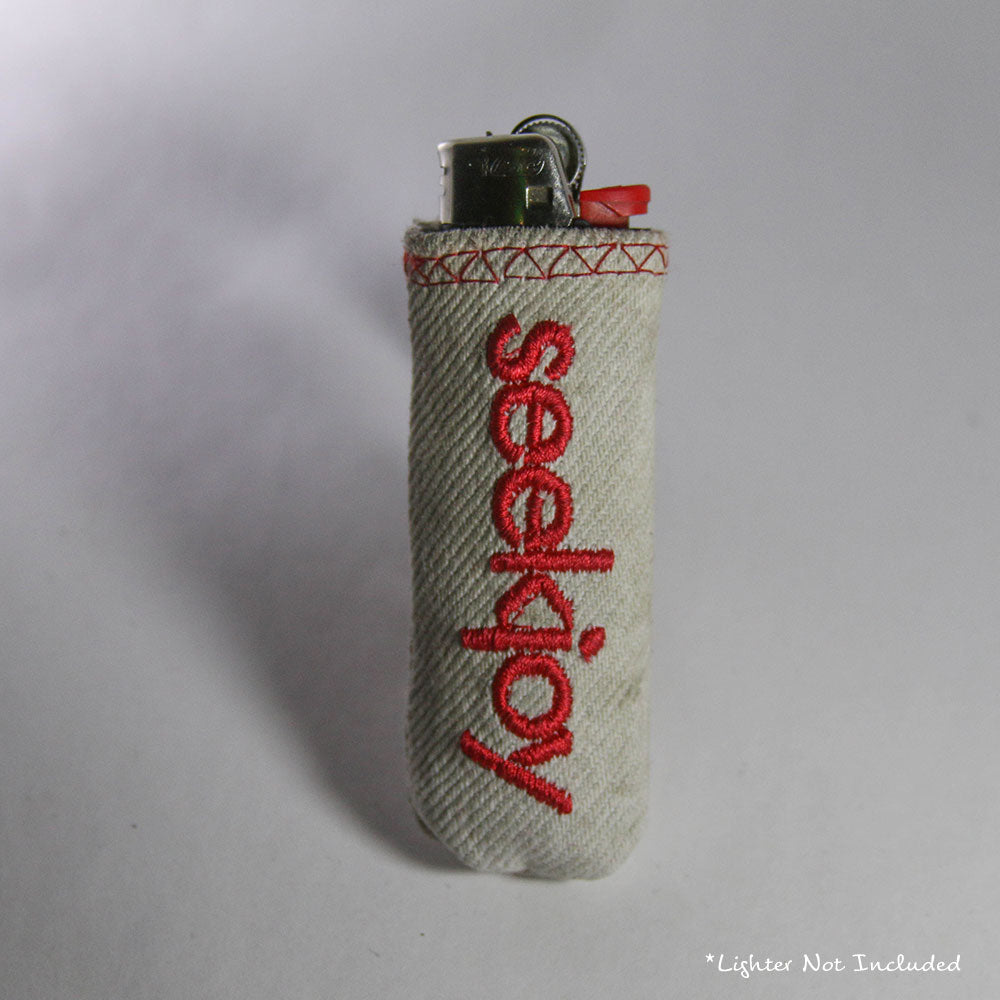 Upcycled Lighter Sleeve - Heart - Red on White
